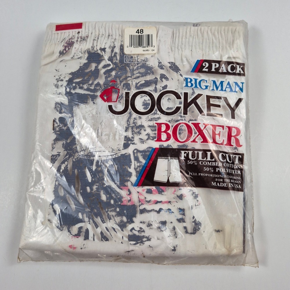 Vintage Jockey Big Man Boxers 2 Pack White Full Cut Size 48 Dead Stock